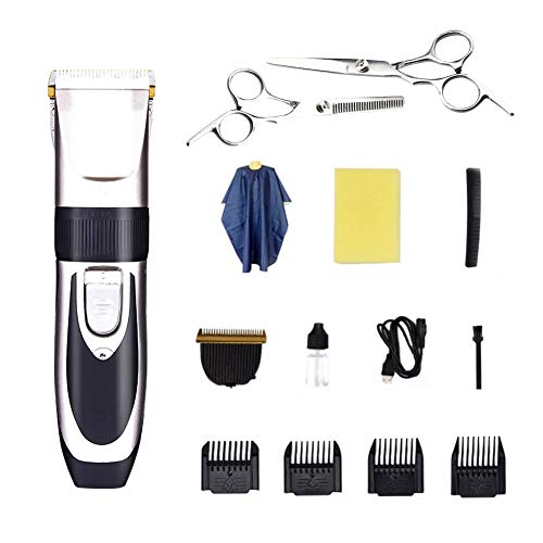 Aparador de cabelo elétrico para homens, lippers de cabelo sem fio por sol, kit de cabelo recarregável USB com capa de cabeleireiro, esponjas, saco de armazenamento