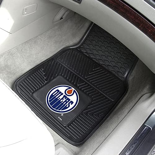 Fanmats 10389 NHL Edmonton Oilers Frontel Row Vinil Mat de carros pesados ​​- 2 peças, 18 x27