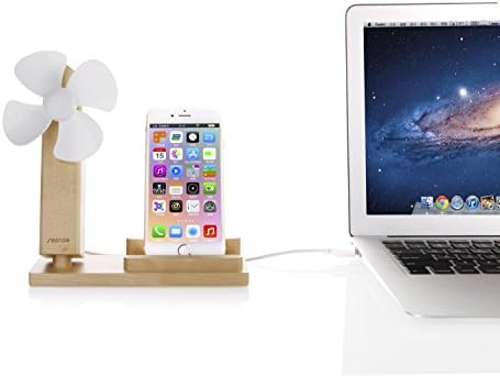 Morjava Z -10 Desktop Wooden Phone Stand destacável Ajustável Mini Fan USB 2 em 1 Creative Solid Wood Phone Stand para iPad