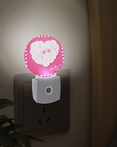 Luz da noite do dia das mães para crianças, adultos, meninos, meninas, criança, viveiro de bebês, banheiro, quarto de corredor, banheiro portátil plug in Wall Night Light Sensor Automático Amor Floral Rosa Rosa
