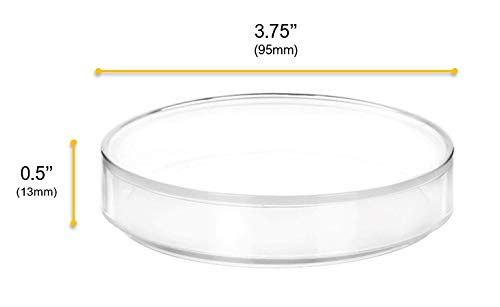 Patri Platical Petri com tampa - 3,75 diâmetro, 0,5 de profundidade - moldada em polipropileno - reutilizável - translúcido - Eisco