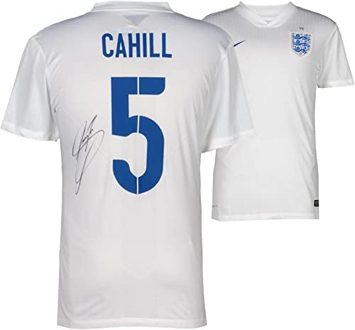 Gary Cahill England seleção nacional autografou a camisa doméstica de 2014 - ícones - camisas de futebol autografadas