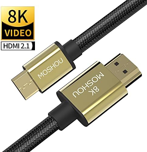 Mini HDMI para HDMI 8K Cabo [concha banhada a ouro, trançada] Alta velocidade 4K@120Hz 4K@60Hz HDMI 2.1 Cord, compatível