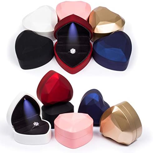 Caixa de anel em forma de coração de Isuperb Caixas de anel de jóias de jóias de jóias para proposta para o dia dos namorados