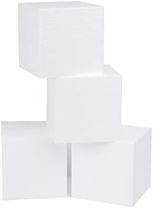 Bloco de espuma artesanal de Silverlake - 4 pacote de blocos de poliestireno de 6x6x6 EPS para artesanato, modelagem, projetos de arte e arranjos florais - bloco de escultura para a escola DIY e arte em casa P