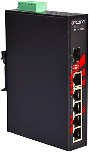 Antaira LNX-0601G-SFP-T Industrial Industrial Gigabit Switch Ethernet não gerenciado, 1 slot SFP, montagem Din-Rail, -40 a