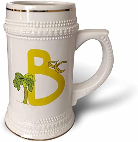 Imagem fofa de 3drose da letra B com design de banana - 22oz de caneca de Stein