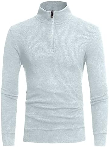 Dudubaby Men's Casual Comfort Quarter zip grossa de suéter de pelúcia no início do outono