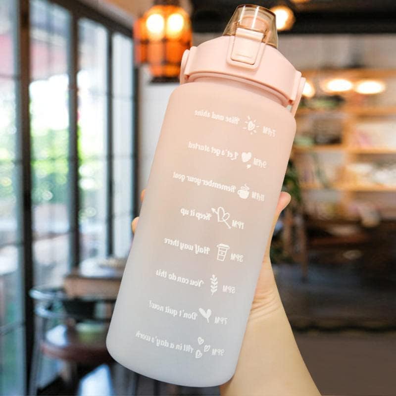 Grofilo 2liter Water Bottle Gradiant Color com palha e garrafa motivacional Boca portátil e virar para abrir a tampa de uma mão para academia, ioga, viagens e qualquer outro uso - multicolor