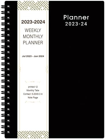 2023-2024 Planner-Planejador Semanal e Mensal 2023-2024, Planejador Acadêmico 2023-2024, de julho de 2023 a junho de 2024, 6,25 em × 8,3 em-clássico preto, melhorando sua habilidade de gerenciamento de tempo