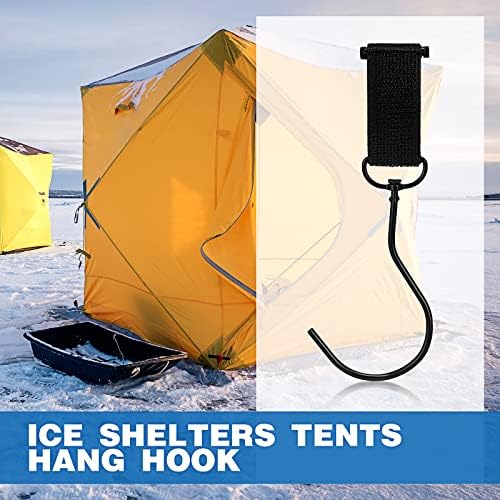 Lewtemi 8 peças Winter Ice Sceling Shelter Coats ganchos de abrigos de gelo cabide de acessório preto para armazenamento adicional em pendura em cegos de caça à tenda de pesca de gelo