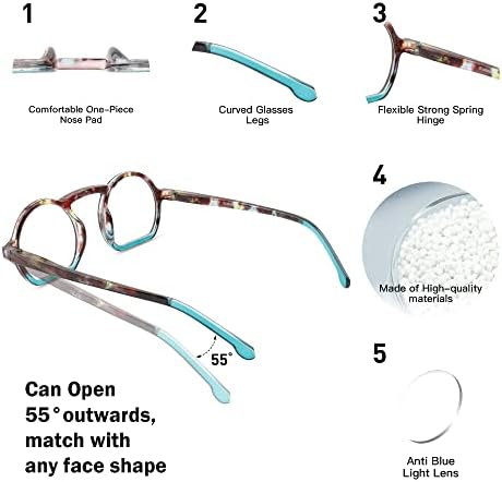 Eyelooker 4-Pack Blue Light bloqueando óculos de leitura para homens, leitores elegantes, óculos leves anti-brilho/falha ocular/UV