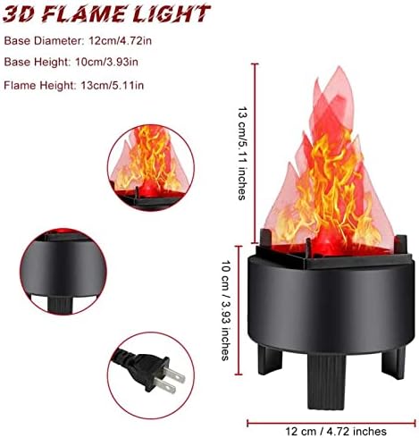 Lâmpada de chama de simulação, lâmpada realista de fogueira em 3D, efeito de chama tremeluzente luz da noite eletrônica,