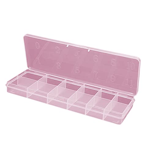 Caixa de organizador de pontas de escapados da Esquirla com 10 es 12 Slots Case Tools for Acessories Dicas False Art Crafts, Pink