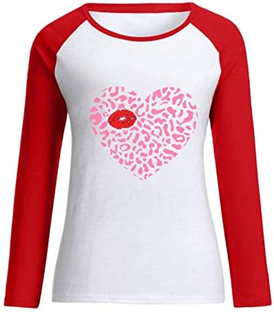 Camisas do Dia dos Namorados para mulheres de manga longa LONCE FIT Crewneck Printing Celebration Tunics