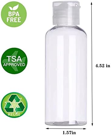 Dnsen 5 pacote 3,4 oz garrafas de viagem plásticas vazias para produtos de higiene pessoal TSA aprovada à prova de vazamento Tamanho de deslocamento de deslocamentos de deslocamentos de viagem Acessórios essenciais para viagens
