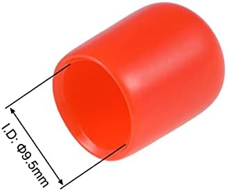 uxcell 100pcs tampas finais de borracha de 9,5 mm ID Vinil Tuba redonda da tampa da tampa da tampa Red Red Red