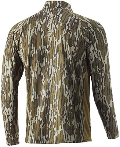 Nomad Mens Pursuit 1/4 Pullover de Zip | Camisa de caça com proteção solar, Mossy Oak Bottomland, 3x-Large