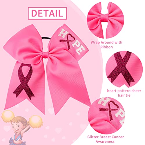 7 Grande conscientização do câncer de mama Cheer arcos de rabo de cavalo arcos de cabelo rosa para meninas líder de