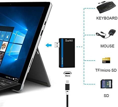 Navitech 2 em 1 laptop/tablet USB 3.0/2.0 Adaptador de cubo/micro USB Entrada com SD/micro sd leitor de cartão compatível com o Lenovo ThinkPad P1 15,6 polegadas