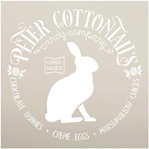 Peter Cottontail Candy Company estêncil com coelho por Studior12 | DIY Spring Páscoa Decoração de Candy Candy | Craft & Paint Farmhouse Wood Sinais | Modelo Mylar reutilizável | Selecione o tamanho