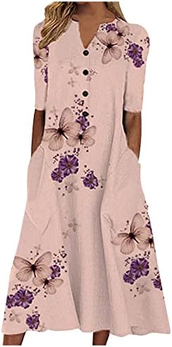 Amxyfbk Butterfly Floral Impressão floral Vestido plissado Moda casual Moda de mangueira Flowy Vestres para mulheres2023