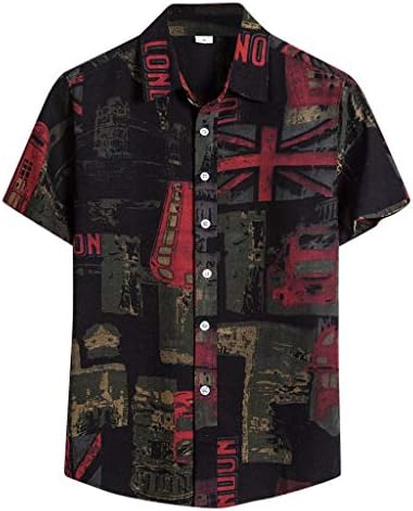 Camisas vintage para homens listrados de manga curta Hawaiian Button Summer Down Tirm camise