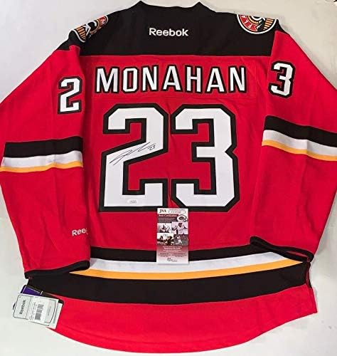 Sean Monahan assinou o Calgary Flames Reebok Premier Large Jersey Autografed JSA - Jerseys autografados da NHL