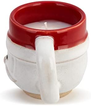 Demdaco Santa Vermelho e Branco Cerâmica de 2,25 polegadas e Soy Blend Cavela de caneca de café de Natal