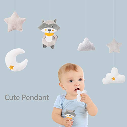 Baby Musical Crib Mobile Toys com rotação, nuvens de rapazes e estrelas de brinquedo pendente Sooth, design de caixa