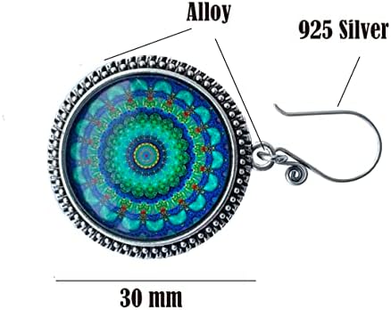 LOVILELF 925 PIN de tricô Silverportugues para tricotadores com teal bohemian Mandala Design- Magnético | 2 pcs