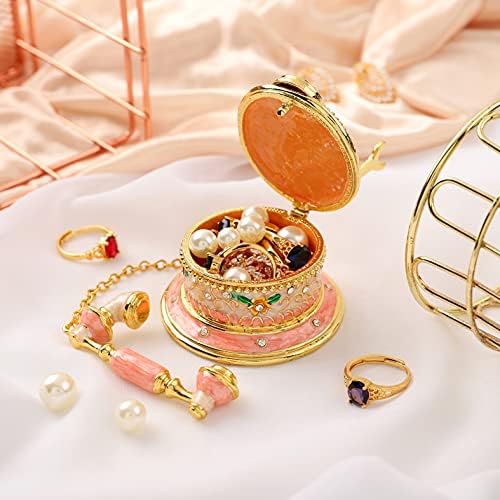 Caixa de bugigangas de jóias de jóias de jóias rosa pintadas à mão qifu com presente exclusivo para decoração de casa articulada para decoração