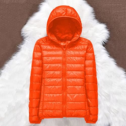 Pxloco Puffer Jacket feminino, jaquetas de inverno feminino Black Puffer Zipper Casaco quente Capuz de manga longa Casaco leve para
