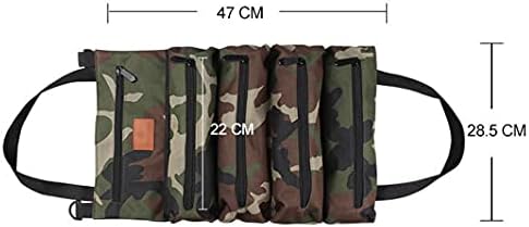 Maizoon Tool Roll Up Bag com 5 bolsos com zíper, organizador do banco traseiro de vários fins e bolsa de ferramentas de suspensão, camuflagem, UH07C