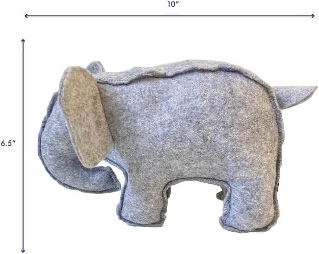 Tahari Pluxh Dog Toy Wool Cinza Elefante de 10 Long X 6, Grosso 5 Plush de pelúcia com Squeaker; Pequeno/Médio fofo Dogtoy