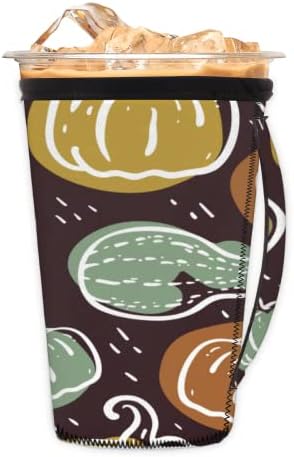 Padrão de Ação de Graças desenhado manga de café gelado reutilizável com manga de neoprene para refrigerante, café com leite,