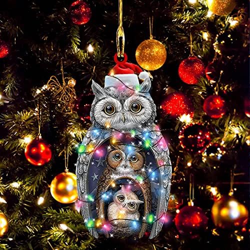 Ornamentos de lenço de Natal de Wytong 2021 Cristmas Decorações de Árvore Ornamento de Natal Produto personalizado para pássaros de coruja de frango com cachecol de família
