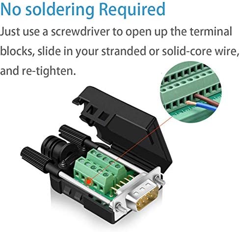 Jienk 4pcs db9 conector da placa de breakout sem soldas, rs232 D-sub-sub-sub-9pin Porta Terminal Block 16mm Adaptador livre