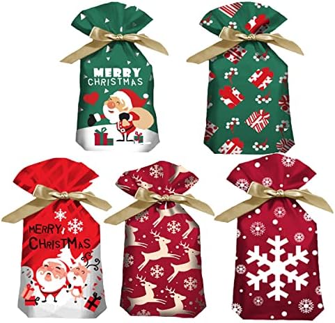 Sacos de presente de tração de natal Bolsa de doces de Natal 50 PCs/Sen Snowman temático Papai Noel