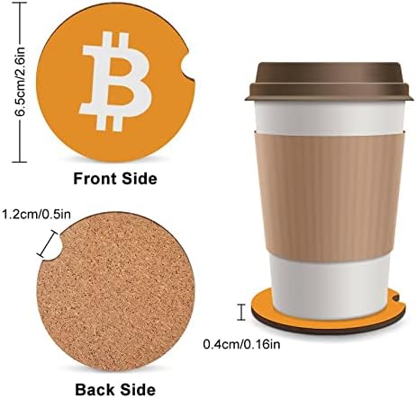 Bitcoin Symbol Round Car Coasters Cups Cups Titulares 2,56 polegadas para Drink Absorvent