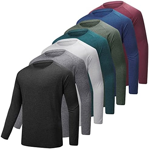 Mlyenx Camisetas de tee de manga comprida para homens seco Wicking Wicking Shirts Longe Sun Protection Circhas para correr para