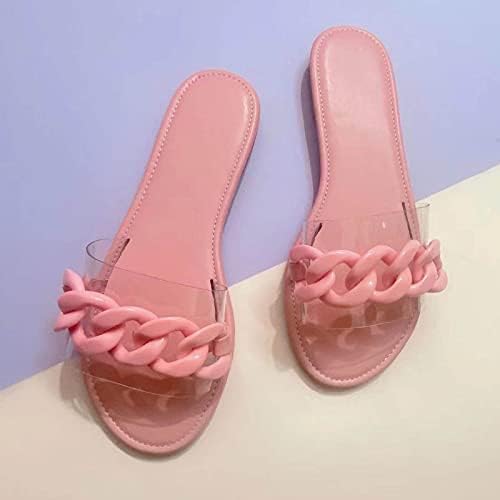 Sandálias para mulheres de verão casual chinelos planos colegas de doces transparentes sapatos de praia confortáveis