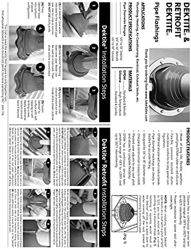 Dektite 9 quadrado EPDM Black Pipe flexível piscando, tomada de telhado, bota de tubo piscando