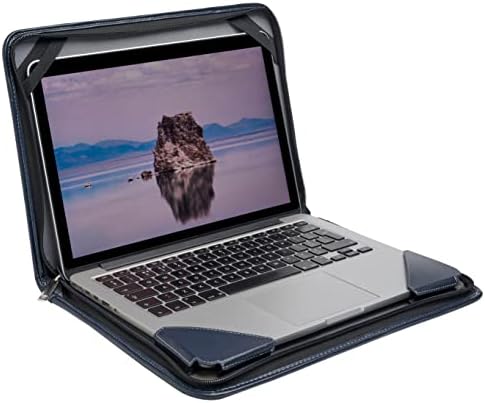 Broonel Blue Leather Laptop Messenger Case - Compatível com asus vivobook s14 evo s435ea -kc032w laptop verde 14