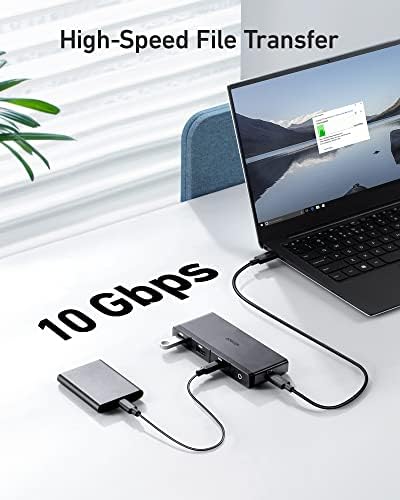 Anker USB C Hub, 556 Hub USB-C com cabo USB4 de 1,6 pés, 10 Gbps USB-C e USB-A portas de dados, 8K HDMI e DisplayPort &