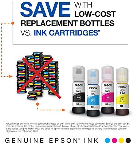 Epson T522 Ecotank Ink Ultra High Capacity Bottle Color Combo Pack para Select Epson EcoTank Printers Color Multi-Pack
