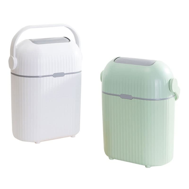 Genigw portátil shake tampa anti-odor lixo lixo lata doméstica banheiro quarto alça de vedação de plástico bucket de armazenamento