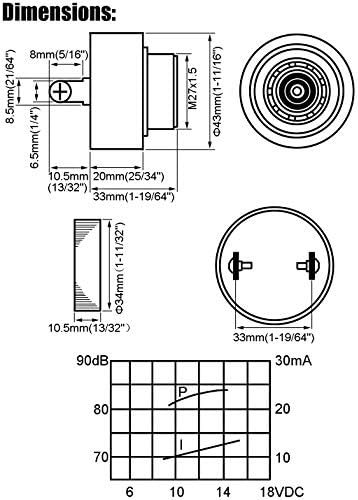 UHPPOPE DC12V ACTIVO PIEZO BUZZER 80DB MINI ALARM SERIDOR BEEP CONTÍNO