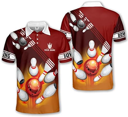 Lasfour Camisas de boliche personalizadas para homens Mulheres engraçadas, camisas de boliche em 3D unissex com nome, camisas de time de boliche para homens e mulheres