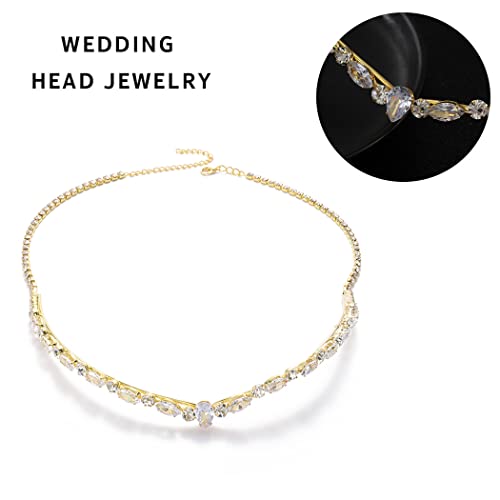 Brinie Boho Rhinestone Chain Jóias de jóias Gold Chail Chain Cristal Head Jewelry